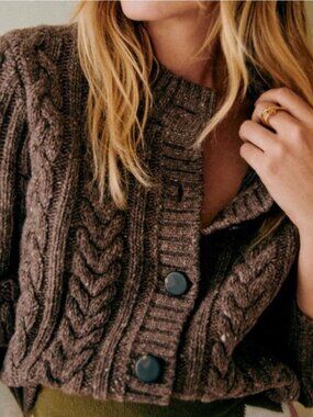 Sezane Andina Cardigan Heather Brown XS